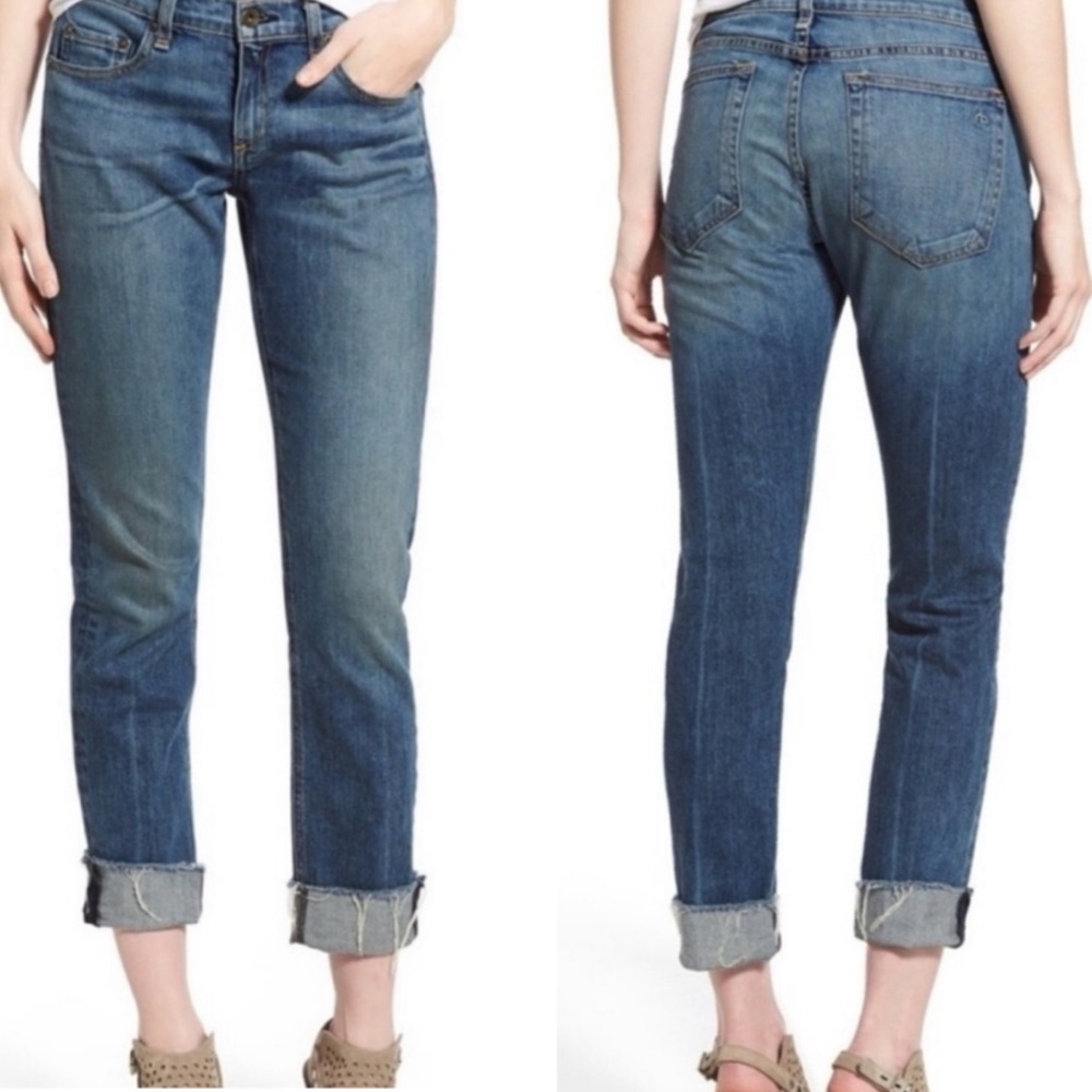 rag & bone • Dre Slim Cuffed Boyfriend Jeans in Keiko Medium Wash
